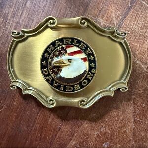 Vintage Harley Davidson Brass Patriotic Belt Buckle Raintree USA 70s Collectible